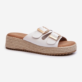 Damen-Flip-Flops mit geflochtenem Öko-Leder, Weiß Zaloemi 1