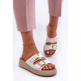 Damen-Flip-Flops mit geflochtenem Öko-Leder, Weiß Zaloemi 4