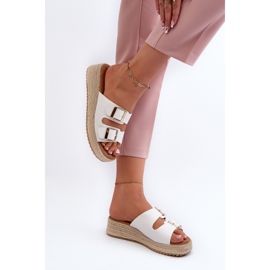 Damen-Flip-Flops mit geflochtenem Öko-Leder, Weiß Zaloemi 5