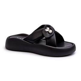 Damen-Leder-Flip-Flops auf der Plattform Schwarz GOE NN2N4110 2