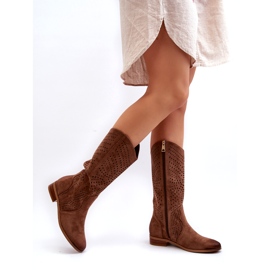 Vinceza Durchbrochene mittelhohe Stiefel in Braun, Kleorelia 4