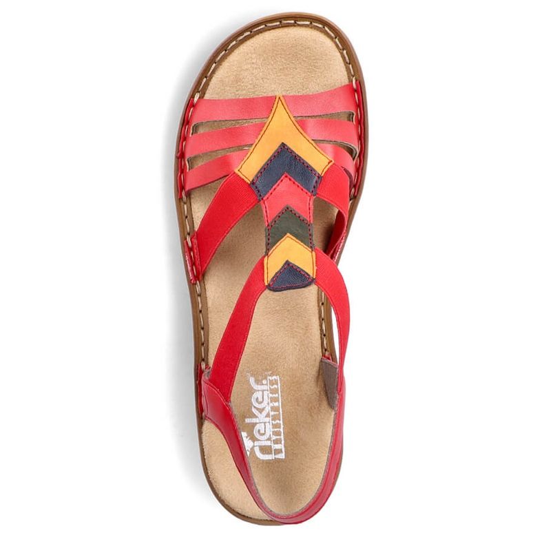 Bequeme Damen-Slipper-Sandalen mit Gummibändern, Rot, Rieker 60804-33 1