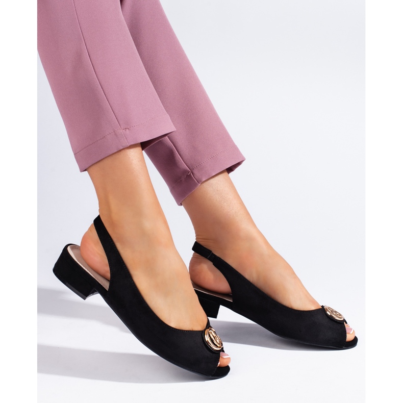 Schwarze Wildledersandalen für Damen 1