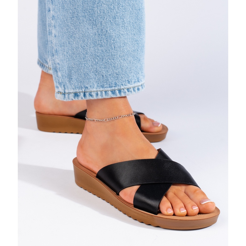 Schwarze Plateau-Flip-Flops für Damen 1