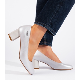 Silberne Damenpumps mit hohen Absätzen von Sergio Leone silber- 2