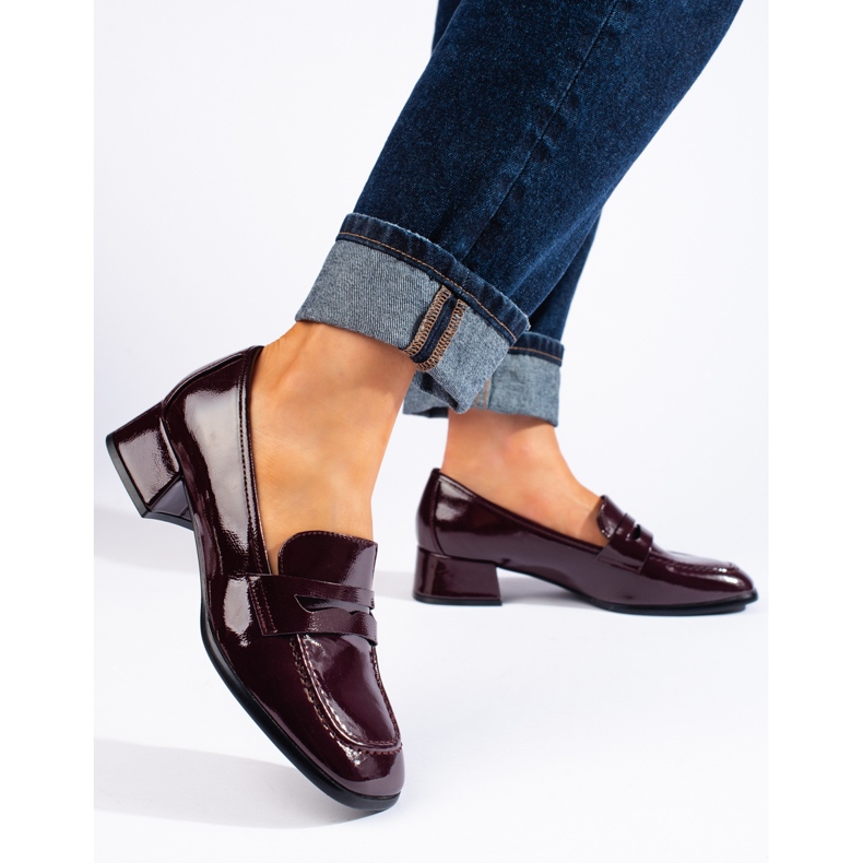 Burgunderfarbene Lack-Slipper von Sergio Leone rot 1