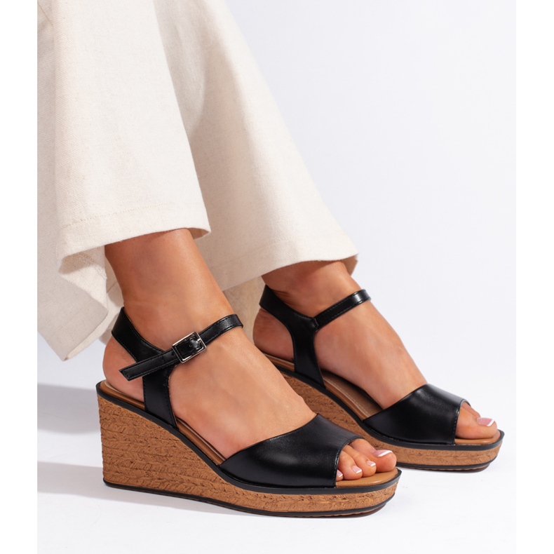 Schwarze Keilsandalen für Damen von Sergio Leone 1