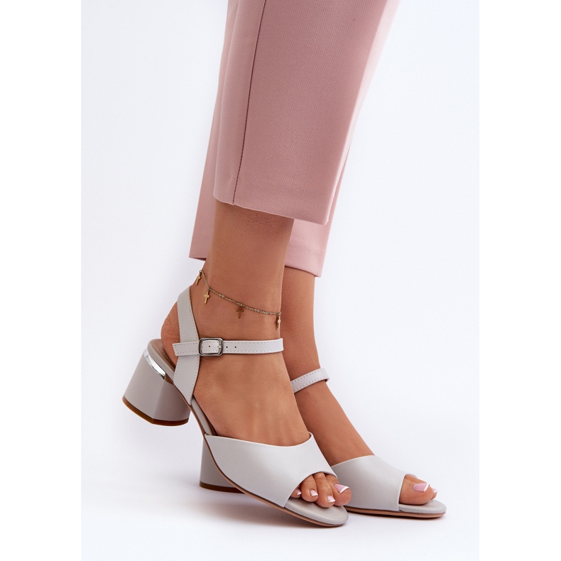 Damen-Sandalen mit niedrigem Absatz, Öko-Leder, Sergio Leone SK876, Grau 2