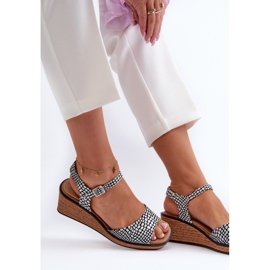 Damen-Keilsandalen Sergio Leone SK303 Weiß und Schwarz 1