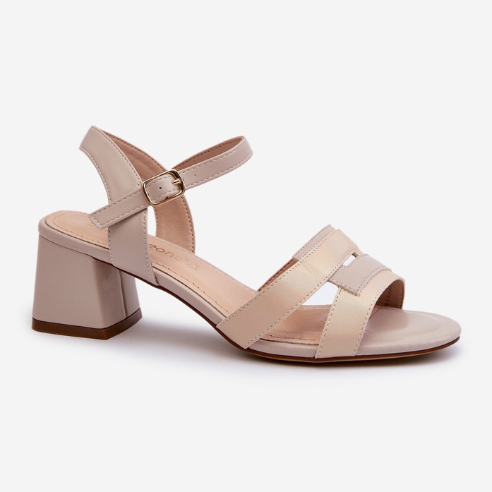 Damen-Sandalen mit hohem Absatz aus Öko-Leder Sergio Leone SK894 Beige 1