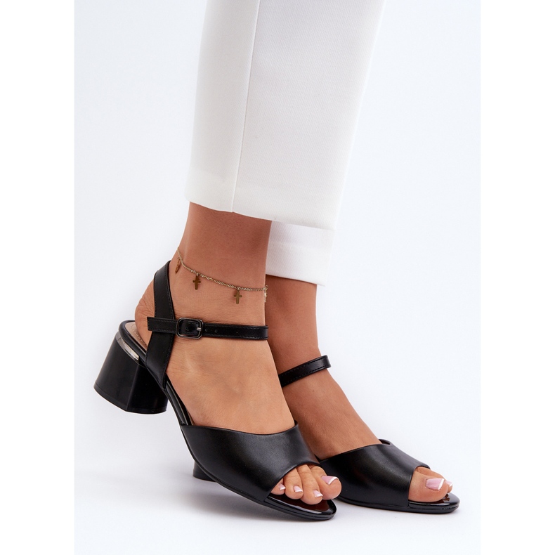 Damen-Sandalen mit niedrigem Absatz, Öko-Leder, Sergio Leone SK876, Schwarz 2