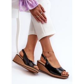 Lack-Keilsandalen für Damen Sergio Leone SK301 Schwarz 1