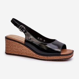 Lack-Keilsandalen für Damen Sergio Leone SK301 Schwarz 2