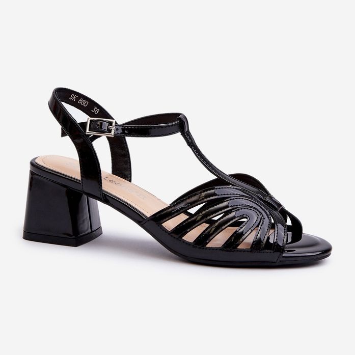 Lack-Damen-High-Heel-Sandalen Sergio Leone SK880 Schwarz 1