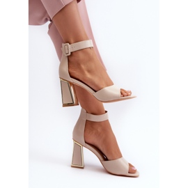 Elegante Damensandalen mit hohem Absatz in Beige von Rosazara 1