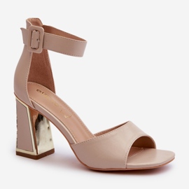 Elegante Damensandalen mit hohem Absatz in Beige von Rosazara 2