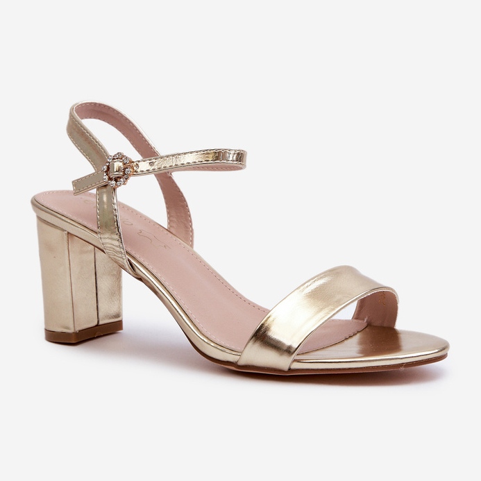 Goldene Glindra-Sandalen mit hohen Absätzen 1