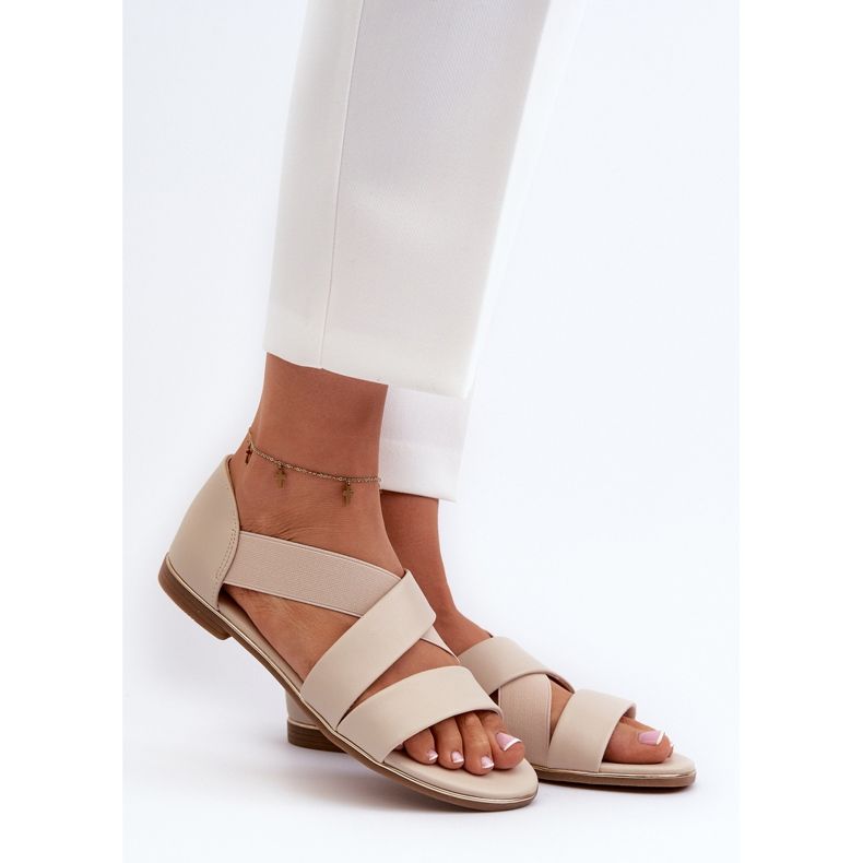 Beige Puglia-Ledersandalen mit Leiste 2