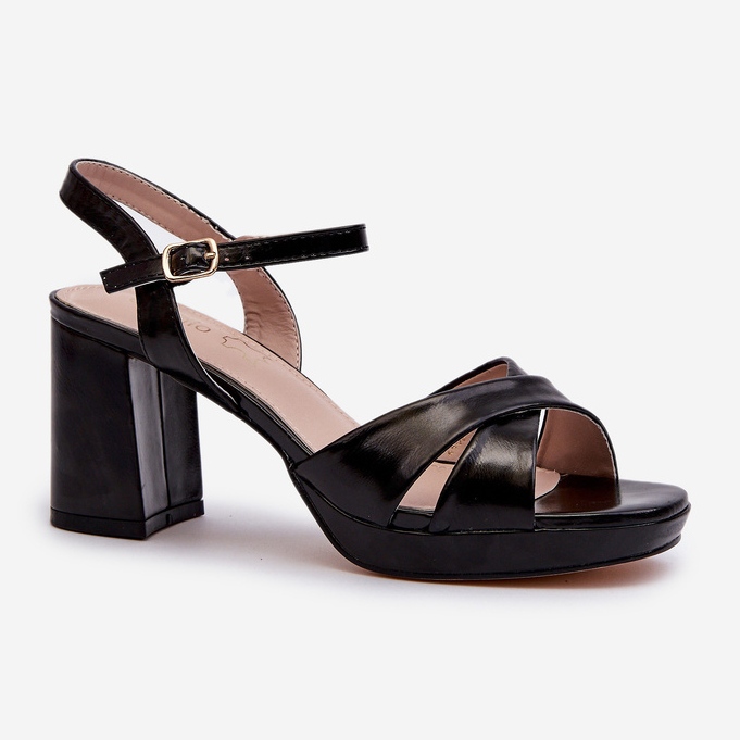 Damen-Sandalen mit hohem Absatz, Öko-Leder, Schwarz, Jatine 1