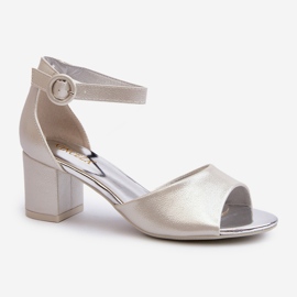 Vinceza 20100 silberne Leder-High-Heel-Sandalen 1