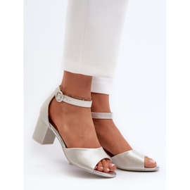 Vinceza 20100 silberne Leder-High-Heel-Sandalen silber- 2