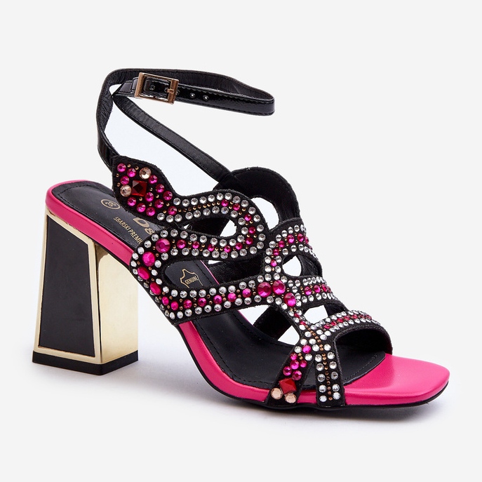 S.Barski Verzierte Damensandalen mit hohem Absatz D&amp;A CR952 Schwarz 2