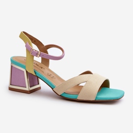 S.Barski Pastellfarbene Damen-Sandalen mit hohem Absatz D&amp;A CR482 Beige 1