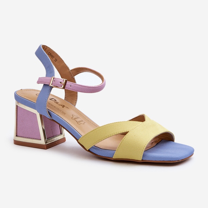 S.Barski Pastellfarbene Damen-Sandalen mit hohem Absatz D&amp;A CR482 Gelb 1