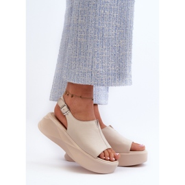 S.Barski Leder-Damensandalen auf der D&amp;A SJ2301-2-Plattform, Beige 2