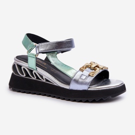 S.Barski Damen-Keilsandalen D&amp;A CR954 Grün 1