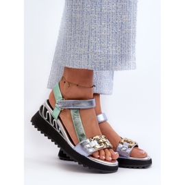 S.Barski Damen-Keilsandalen D&amp;A CR954 Grün 2