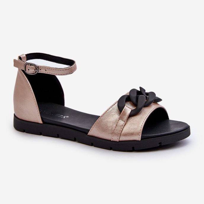 Flache Damensandalen mit Kette Vinceza 17320 Gold golden 1