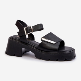 Damensandalen aus Öko-Leder mit hohem Absatz und Plateau Vinceza 36257 Schwarz 1