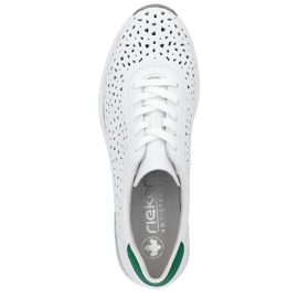 Bequeme durchbrochene Damen-Sportschuhe aus Leder, weiß Rieker N43A1-80 3
