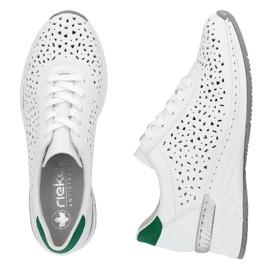 Bequeme durchbrochene Damen-Sportschuhe aus Leder, weiß Rieker N43A1-80 6