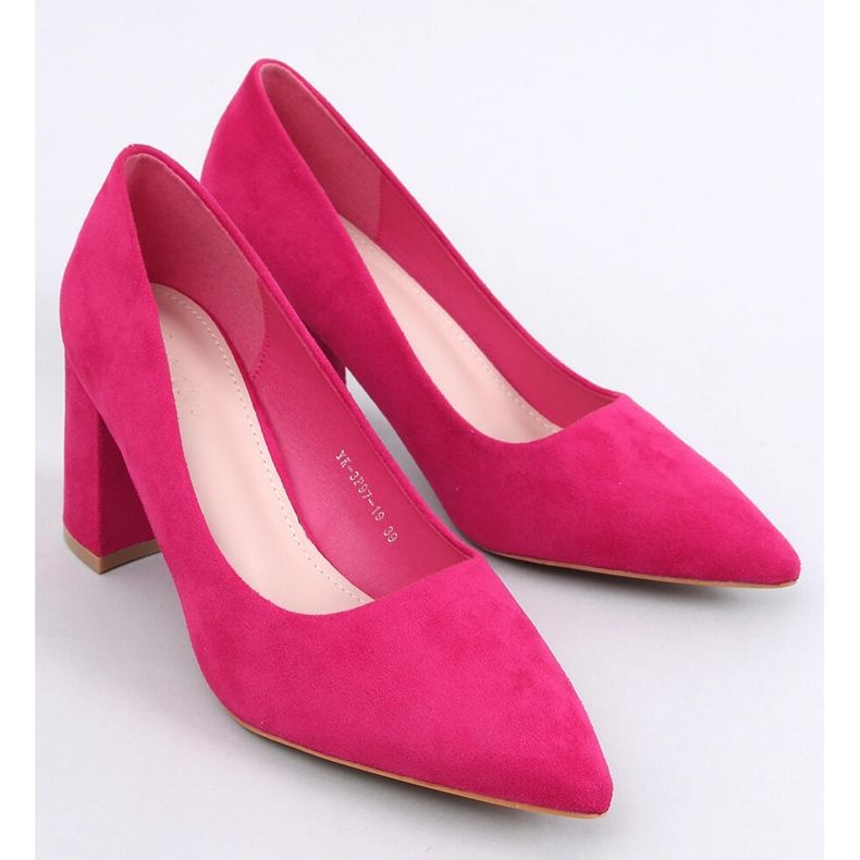 Clairay Fuchsia Pumps mit weitem Absatz rosa 1
