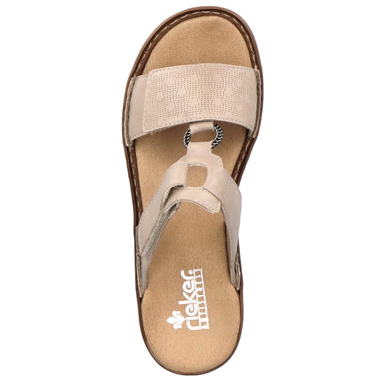 Bequeme Damen-Flip-Flops mit Klettverschluss in Beige Rieker 60885-62 2