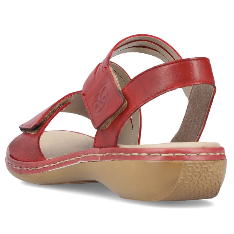 Bequeme Damen-Ledersandalen mit Klettverschluss, Rot, Rieker 65964-35 1