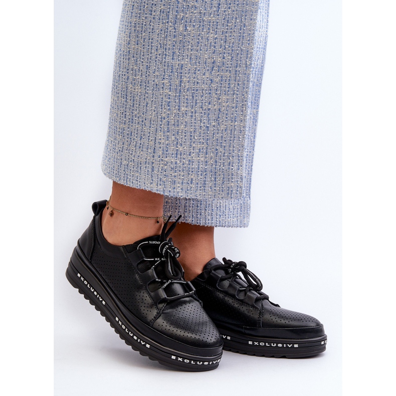 Damen-Lederschuhe auf der Plattform S.Barski LR769A Schwarz 2