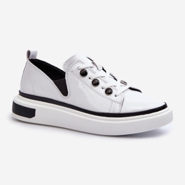 S.Barski Damen-Sneaker aus Lackleder D&amp;A LR535 Weiß 1