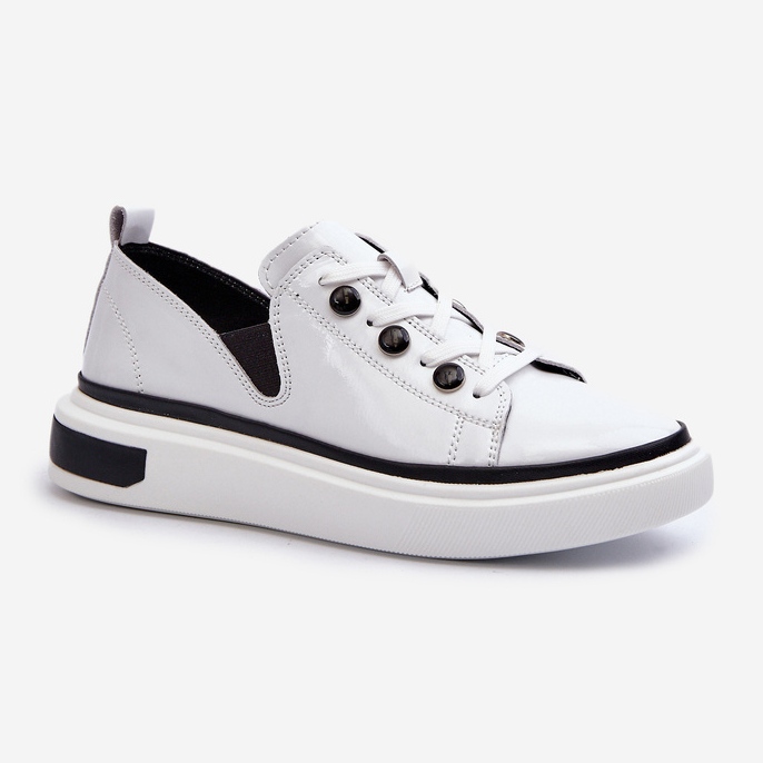 S.Barski Damen-Sneaker aus Lackleder D&amp;A LR535 Weiß 1