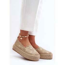 Spitzen-Espadrilles für Damen auf der goldenen Elarose-Plattform 2