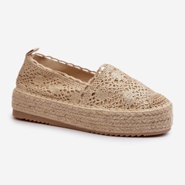 Spitzen-Espadrilles für Damen auf der goldenen Elarose-Plattform 1