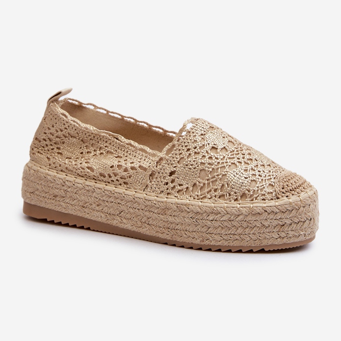 Spitzen-Espadrilles für Damen auf der goldenen Elarose-Plattform 1