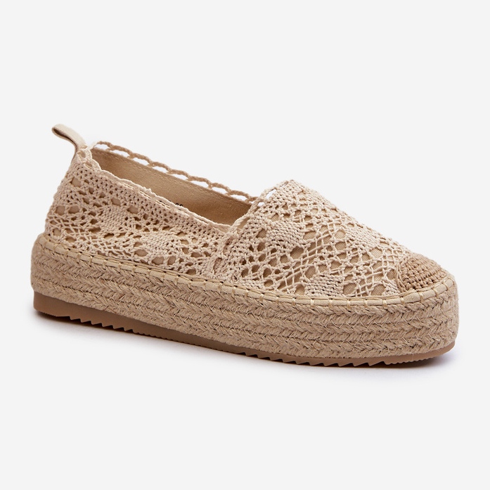 Damen-Spitzen-Espadrilles auf der beigefarbenen Plattform Elarose 2