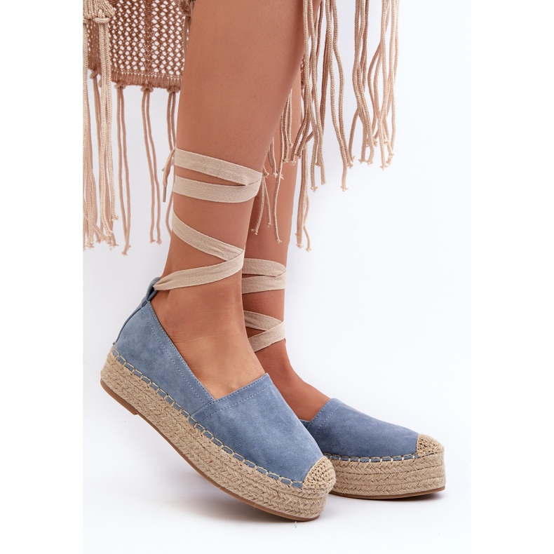 Damen-Espadrilles, gebunden auf einer Plattform mit Zopf, blauer Tailesse 2