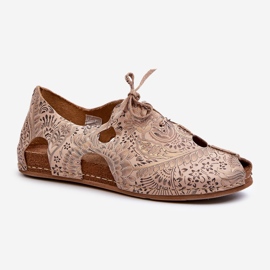 Gemusterte Damenschuhe mit Ausschnitten Maciejka 06431-02 Beige 1