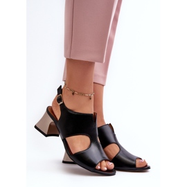 Damen-Ledersandalen mit hohem Absatz Maciejka 06566-01 Schwarz 2