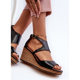 Damen-Lederkeilsandalen Maciejka 06657-01 Schwarz 1