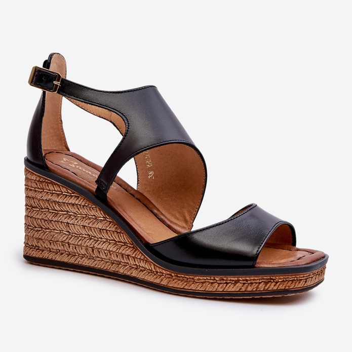 Damen-Lederkeilsandalen Maciejka 06657-01 Schwarz 2